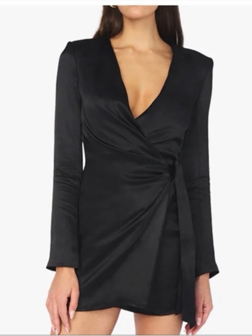 WeWoreWhat Black Cowl Front Dress